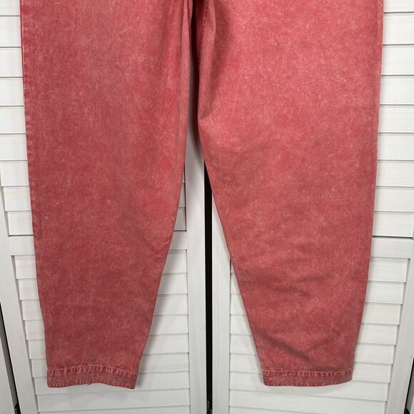 ASOS Design Balloon Leg Worker Pant Retro Belted Coral Acid Wash Jeans Size 6 - Picture 7 of 10